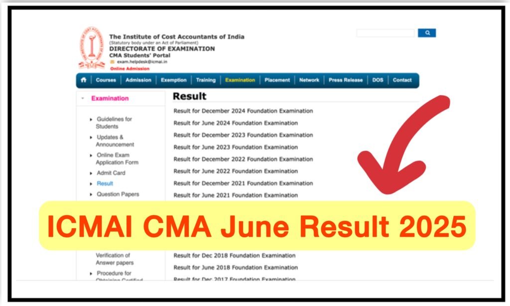 ICMAI CMA June Result 2025