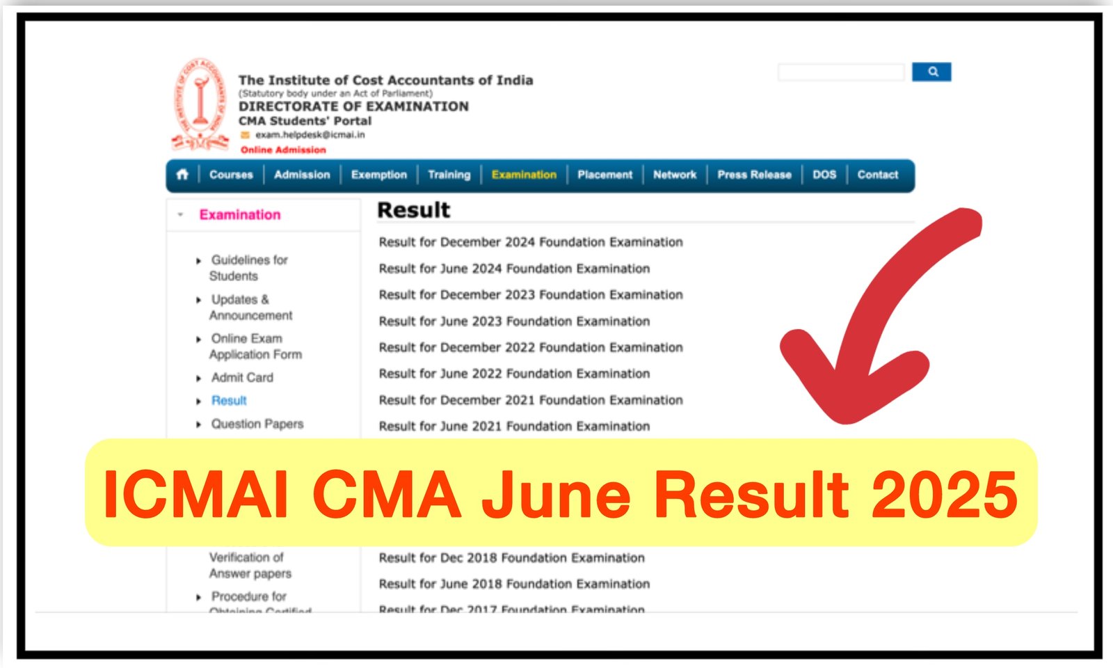 ICMAI CMA June Result 2025