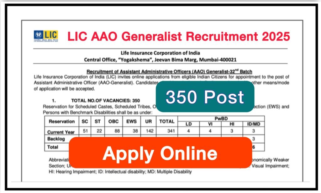 LIC AAO Generalist Recruitment 2025