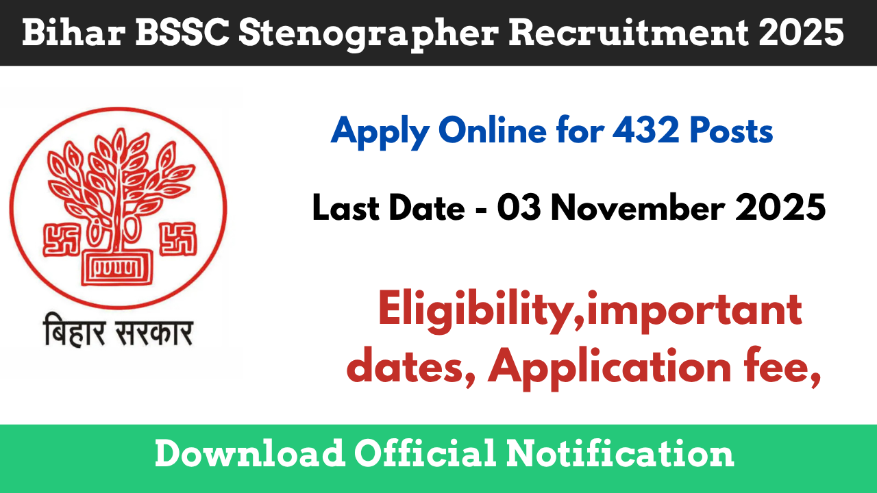 Bihar BSSC Stenographer Recruitment 2025