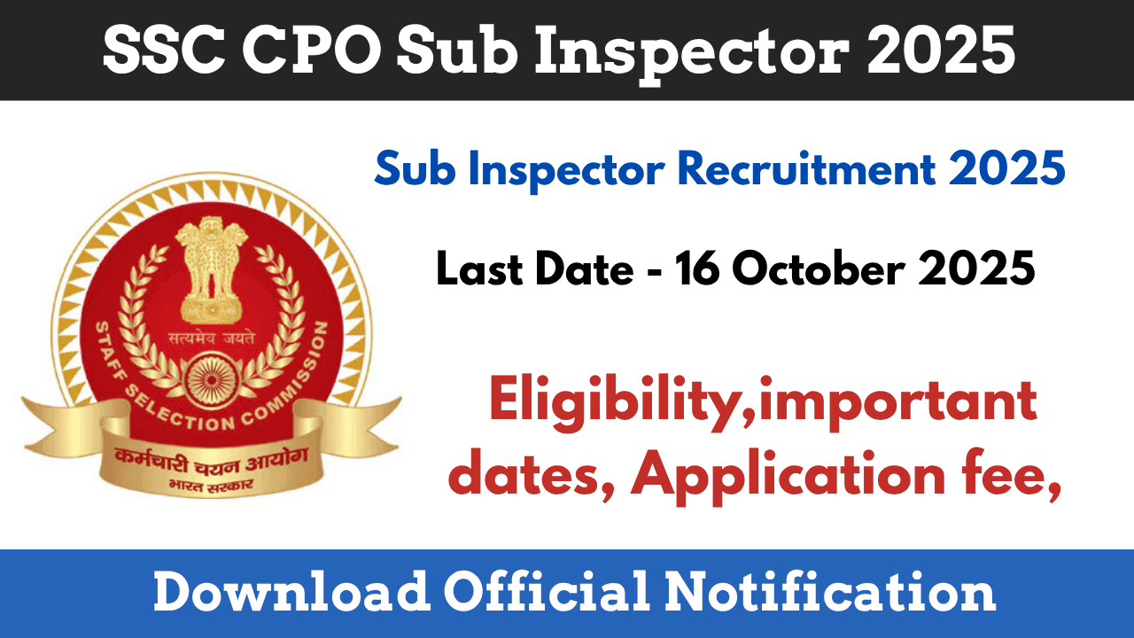 SSC CPO Sub Inspector SI Recruitment 2025